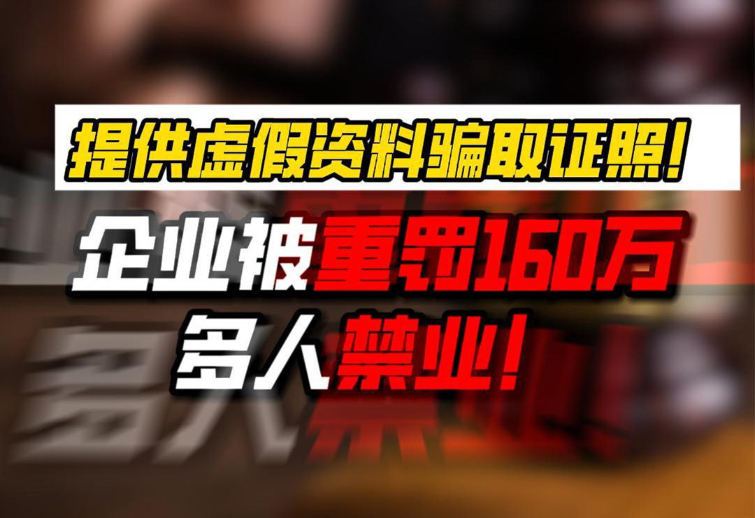 提供虚假资料骗取证照！企业被重罚160万，多人禁业！