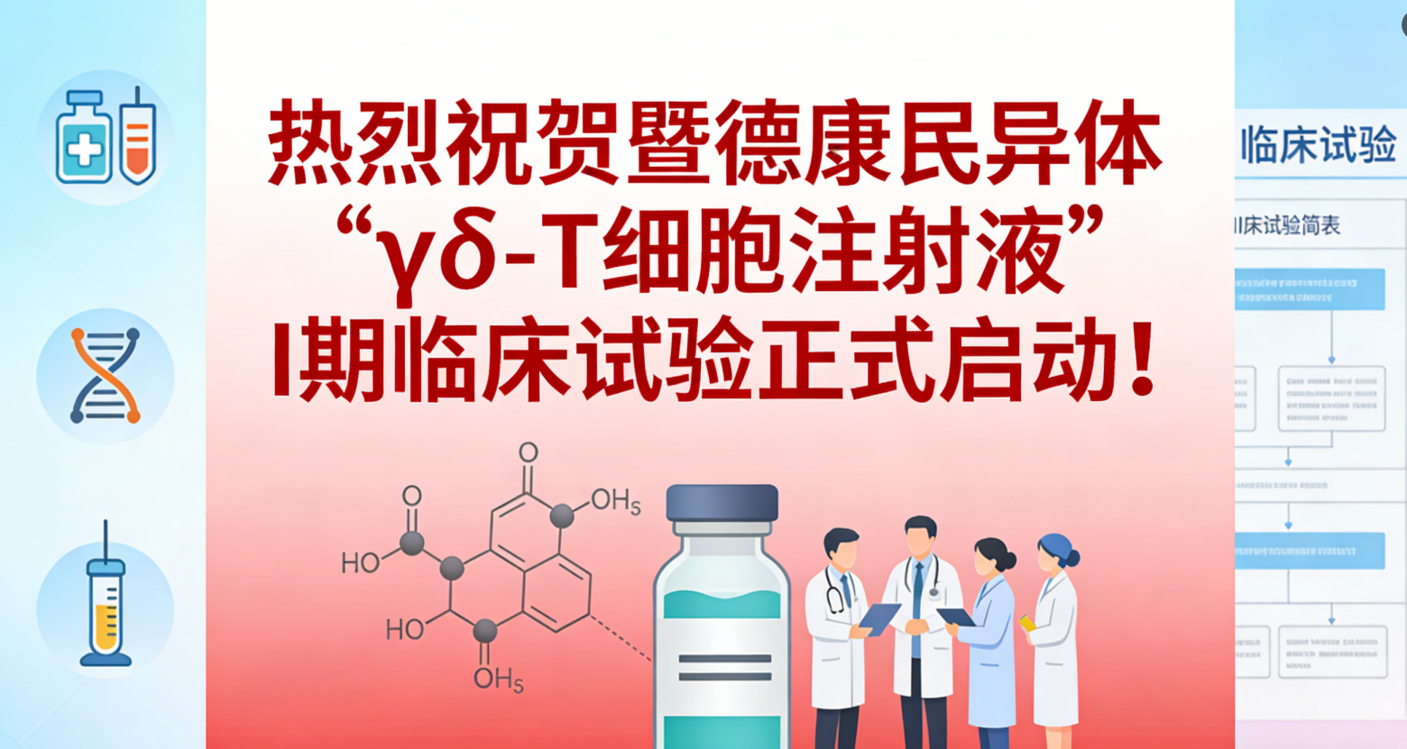 【合规护航，专业赋能】热烈祝贺暨德康民异体“γδ-T细胞注射液”I期临床试验正式启动！