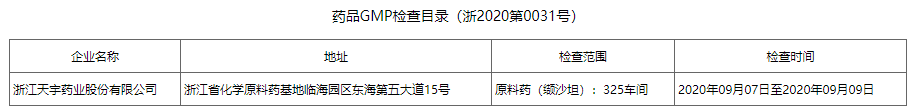 浙江省药品监督管理局第0031号GMP符合性检查结果.png