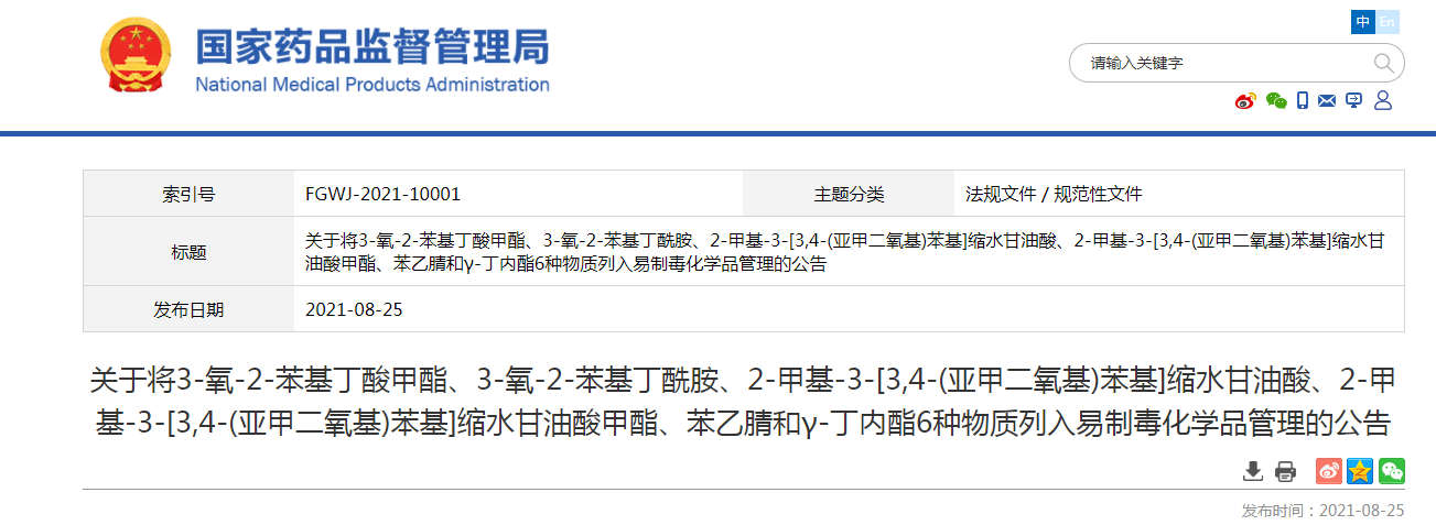 六种物质列入易制毒化学品管理的公告.png 六种物质列入易制毒化学品管理的公告.png