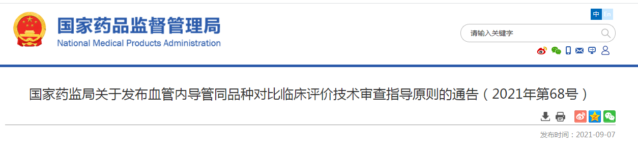 血管内导管同品种对比临床评价技术审查指导原则.png
