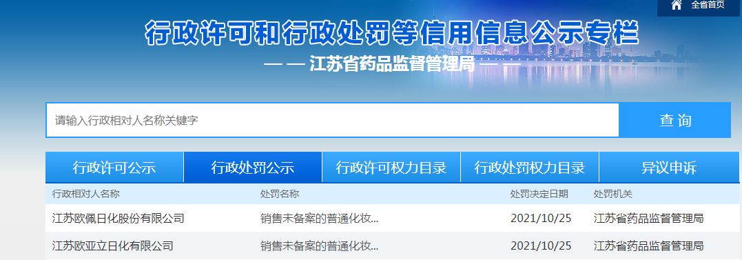 江苏某企业因销售未备案的普通化妆品被药监局检查罚款.png