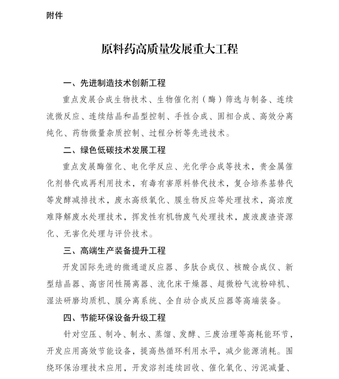 推动原料药产业高质量发展实施方案
