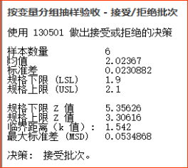 图七 按变量分组抽样验收判定结果