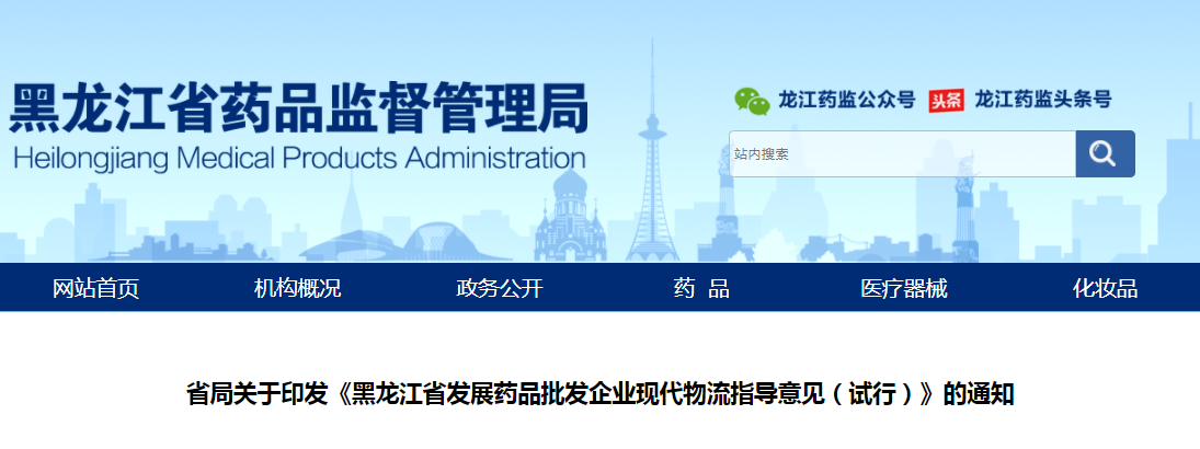 省局关于印发《黑龙江省发展药品批发企业现代物流指导意见（试行）》的通知