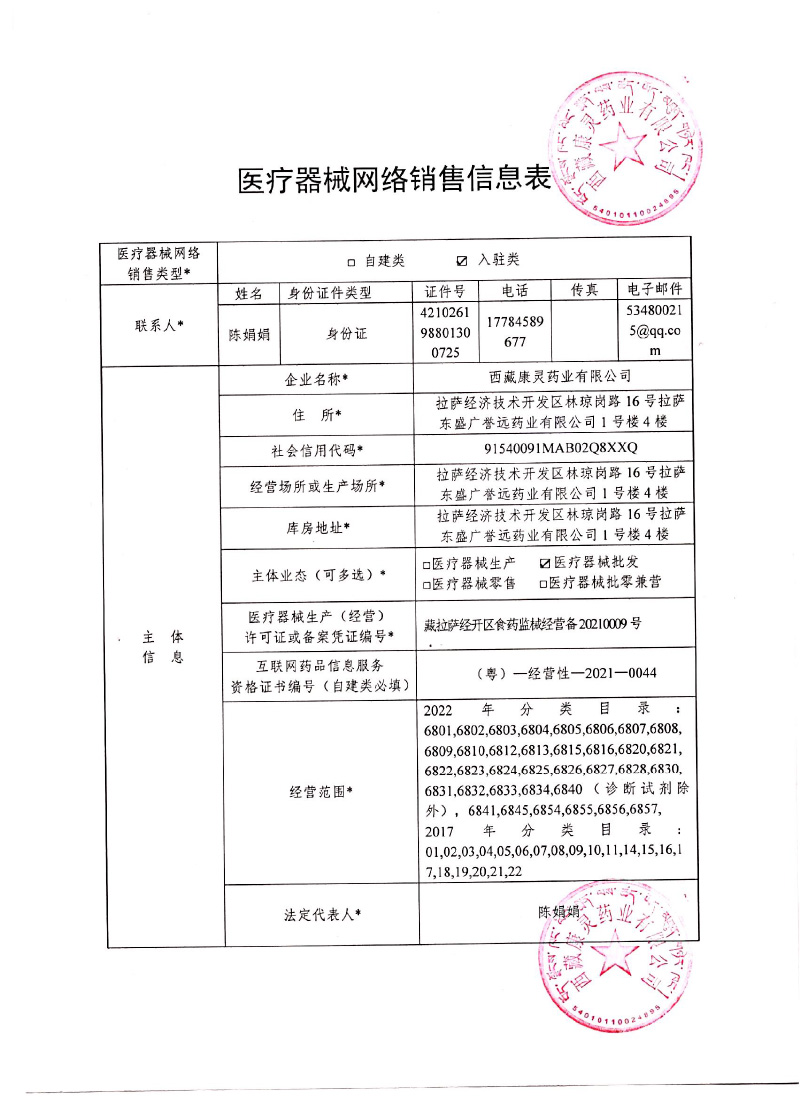 西藏拉萨经济技术开发区市场监督管理局关于对西藏康灵药业有限公司