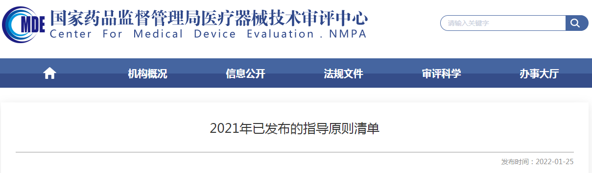 2021年已发布的指导原则清单