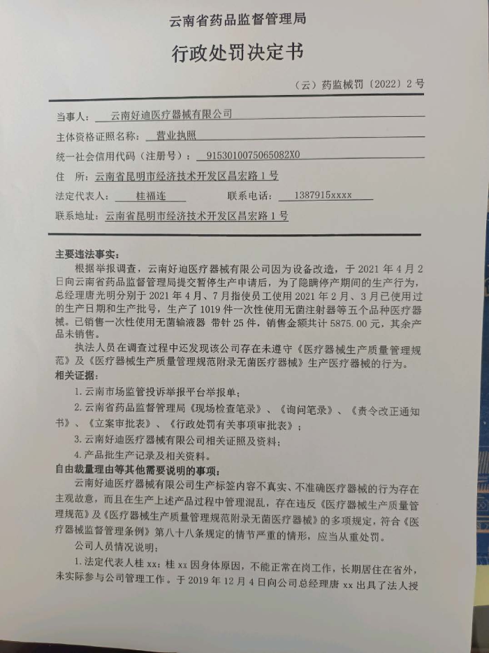 云南省2022年行政处罚信息公示数据（第7部分）