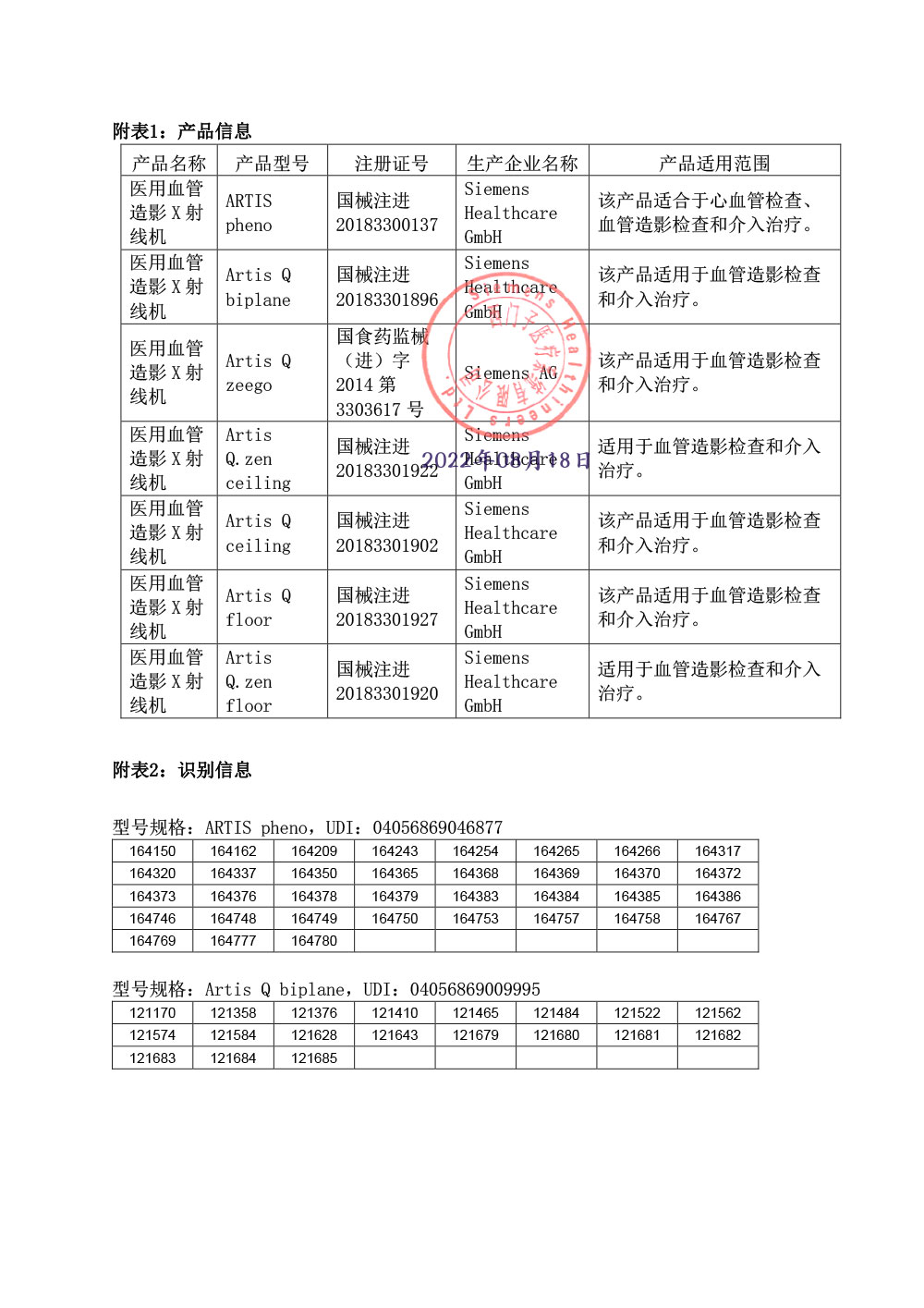 西门子医疗系统有限公司对医用血管造影X射线机主动召回（沪药监械主召2022-134）