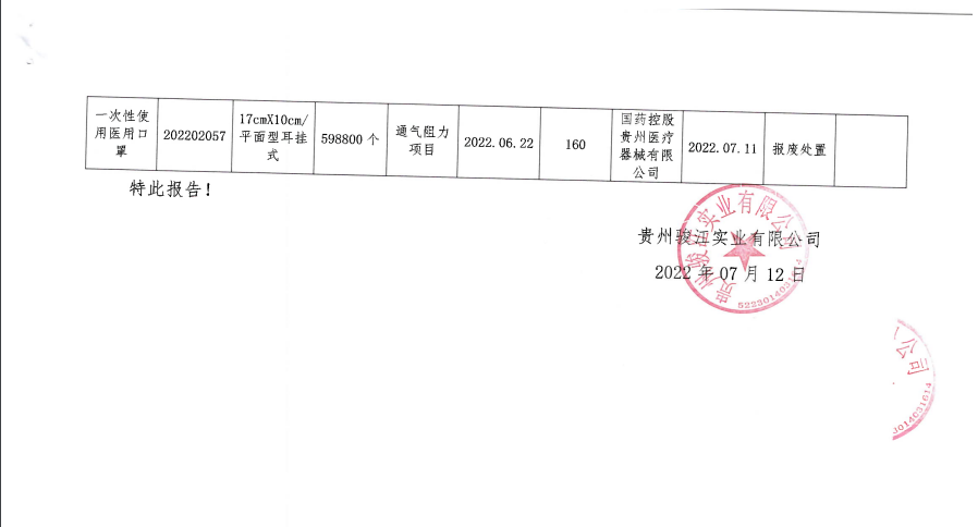 贵州骏江实业有限公司对一次性使用医用外科口罩及一次性使用医用口罩开展召回