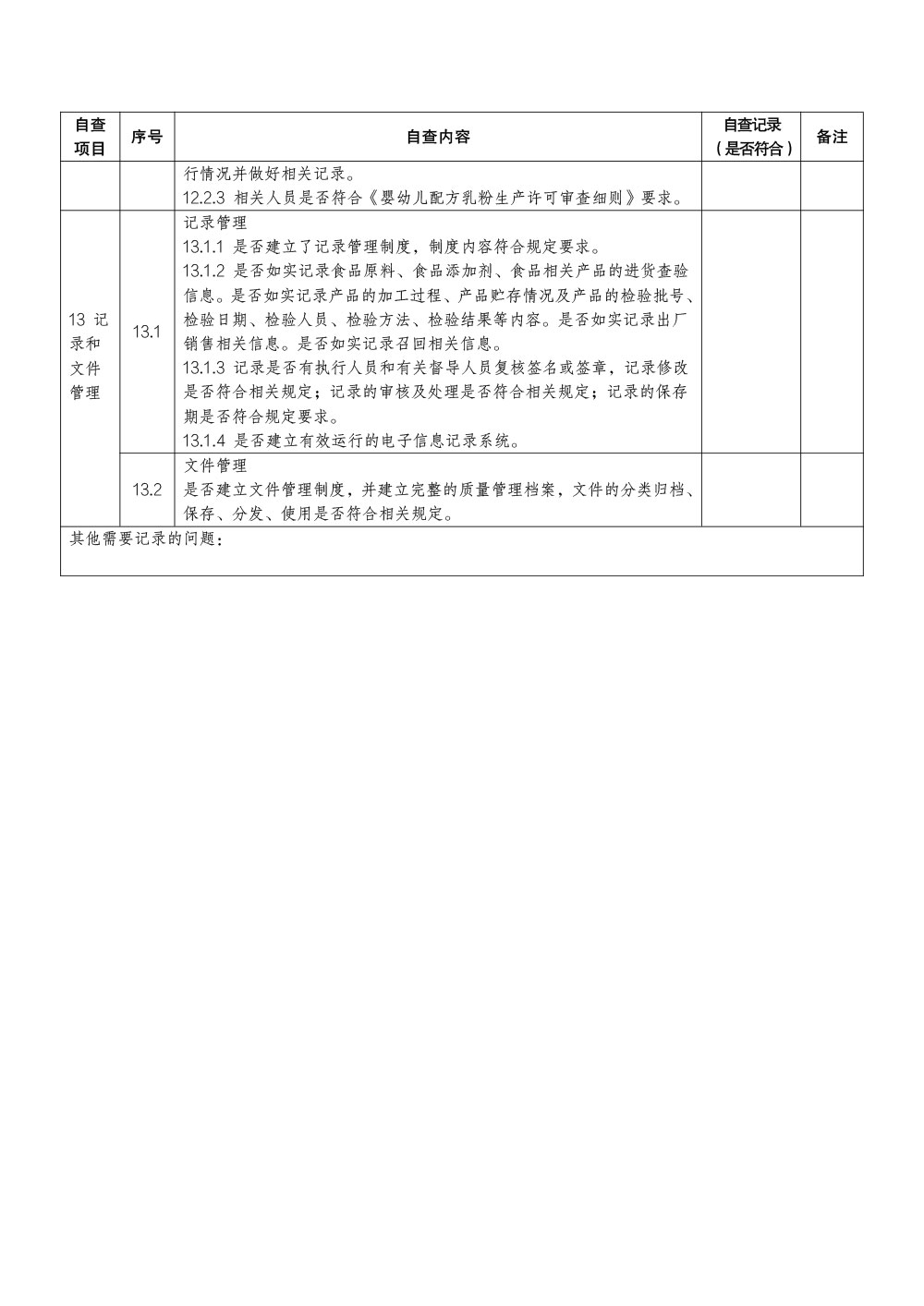 婴幼儿配方乳粉生产企业食品安全自查要点