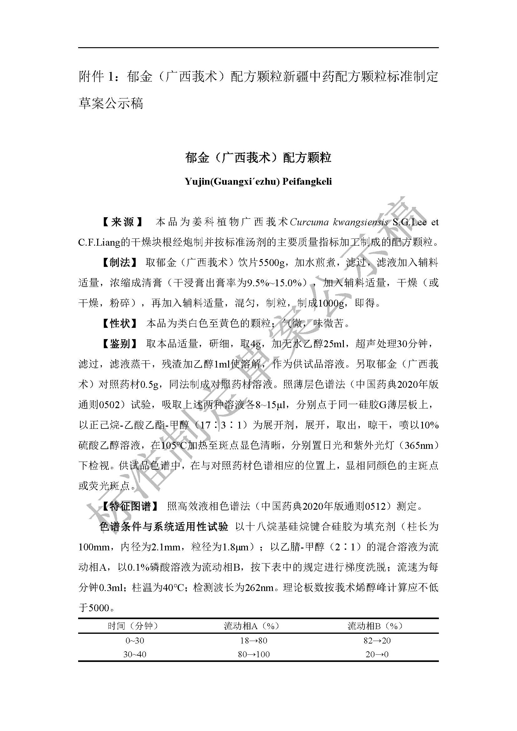 关于郁金（广西莪术）配方颗粒等5种新疆中药配方颗粒标准制定草案的公示