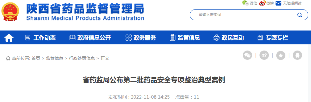 陕西省药监局公布第二批药品安全专项整治典型案例