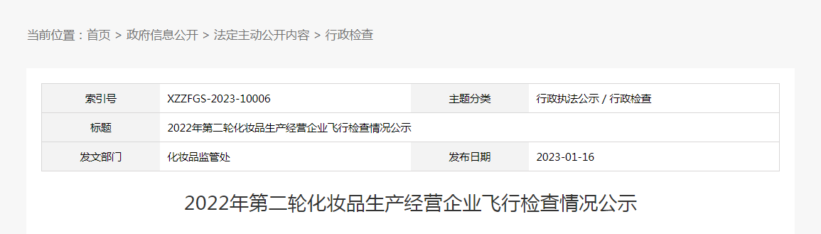 河北省2022年第二轮化妆品生产经营企业飞行检查情况公示