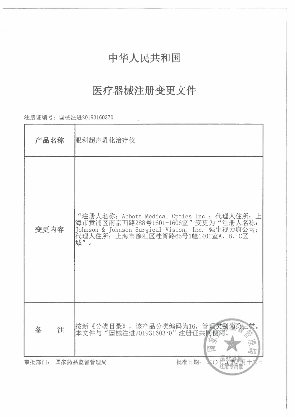 眼力健（上海）医疗器械贸易有限公司对眼科超声乳化治疗仪主动召回