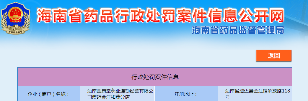 海南圆康堂药业连锁经营有限公司澄迈金江和茂分店药品拆零销售未做销售记录案（澄综执罚〔2022〕SJ154）