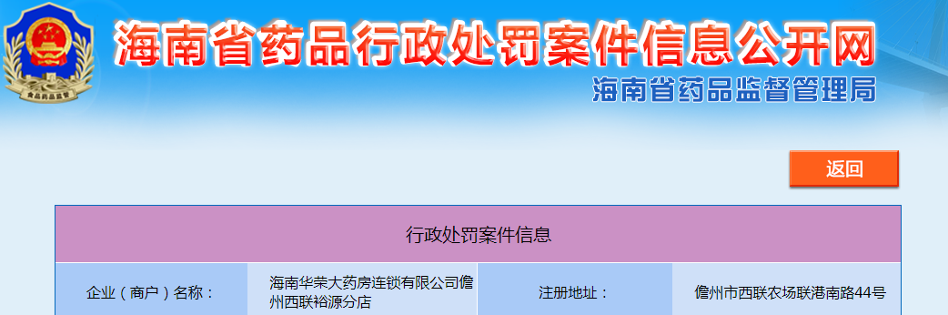 海南华荣大药房连锁有限公司儋州西联裕源分店销售药品时未开具销售凭证案