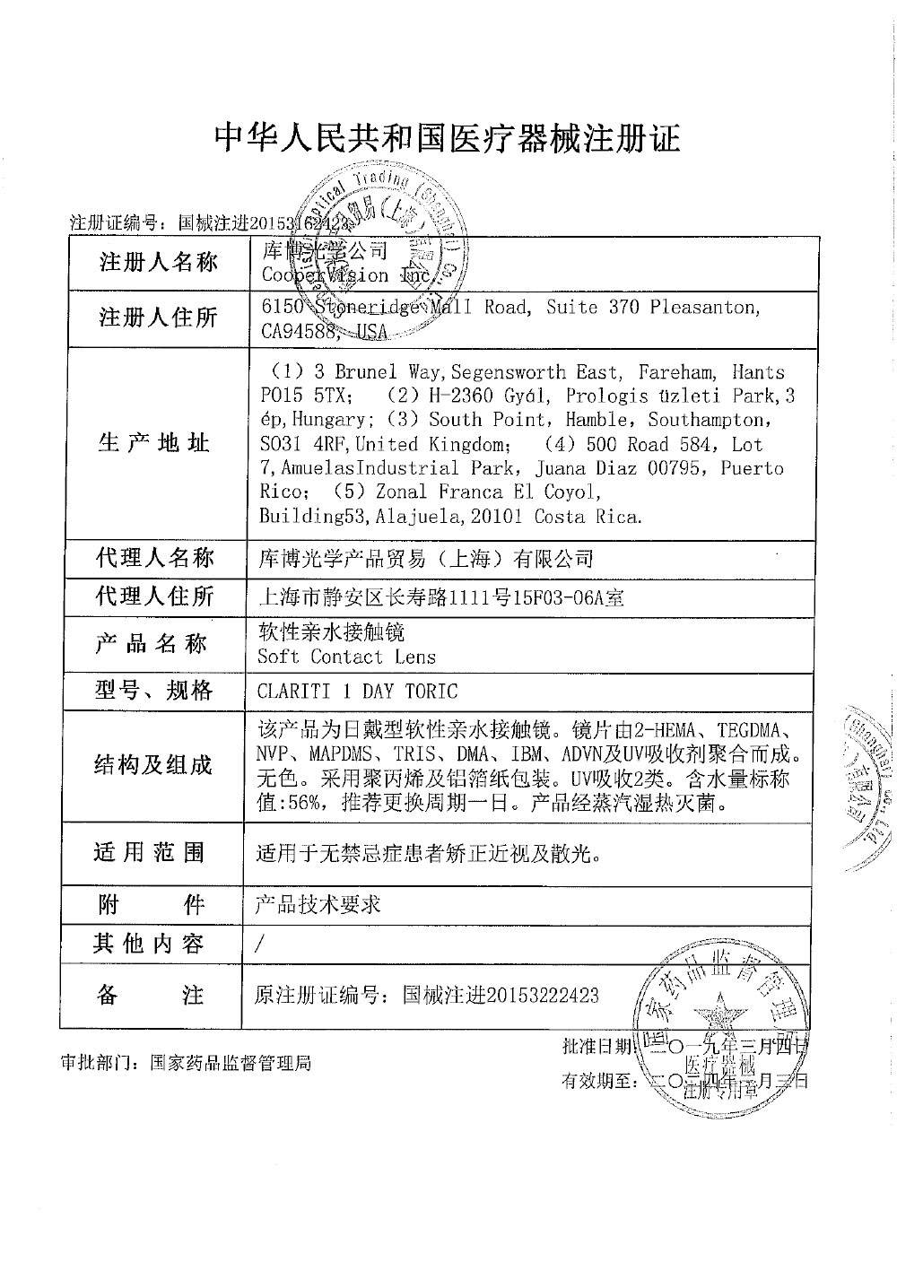库博光学公司CooperVision Inc.对软性亲水接触镜主动召回