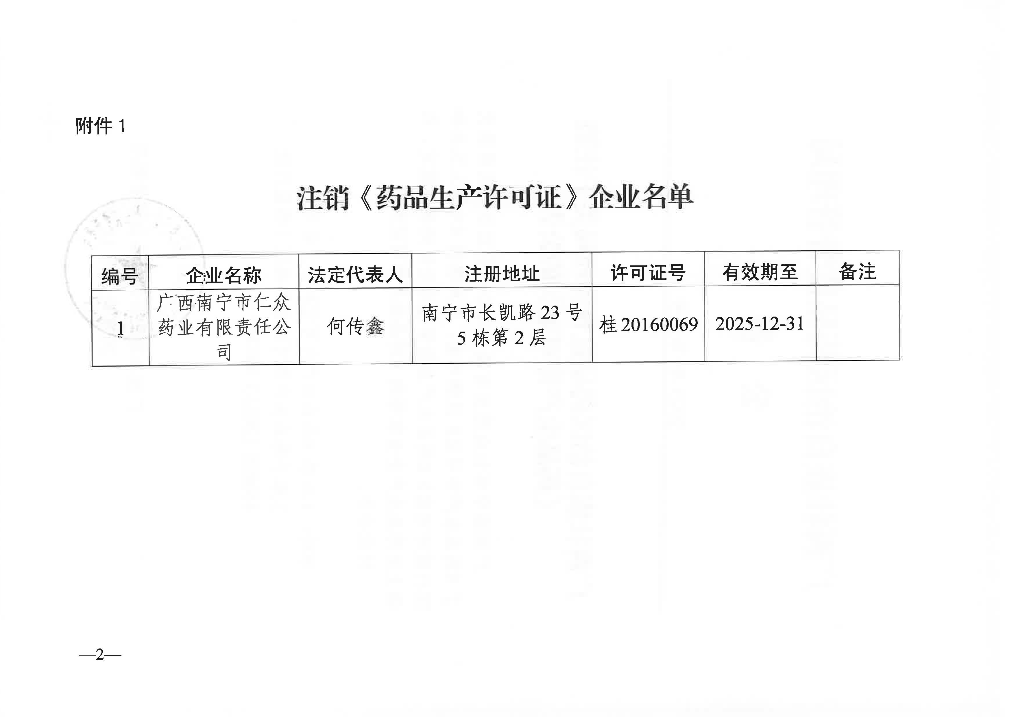 广西壮族自治区药品监督管理局关于注销《药品生产许可证》的公告（2023年 第2号）