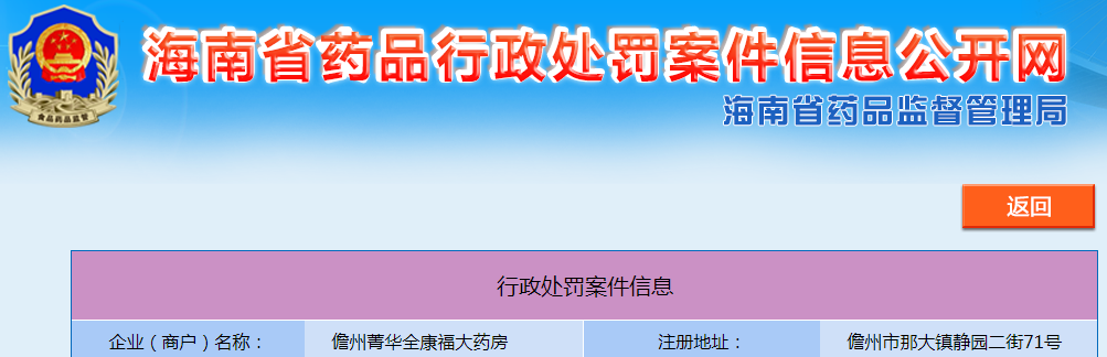 海南儋州市市场监督管理局关于儋州菁华全康福大药房不凭处方销售处方药案（儋市监处罚〔2023〕248号）.png