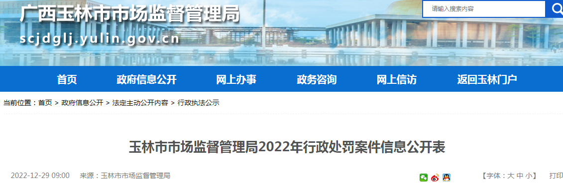 广西玉林市市场监督管理局关于玉林市皮肤病医院涉嫌发布违法医疗广告行政处罚案件信息公开表（玉市监案〔2022〕133号）