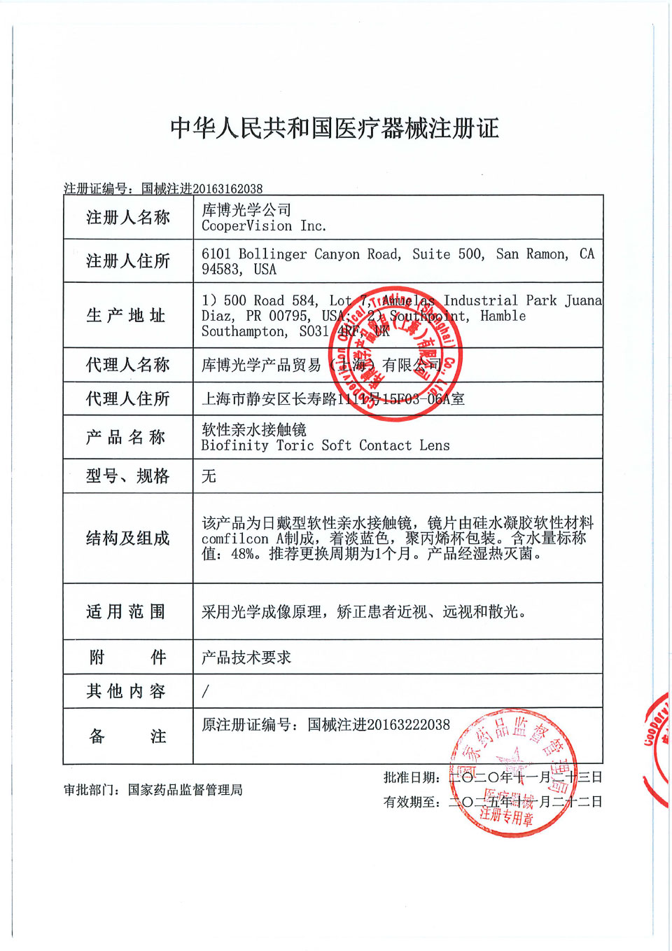库博光学公司CooperVision Inc.对软性亲水接触镜主动召回