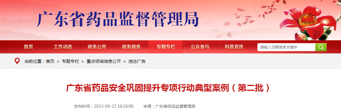 广东省药品安全巩固提升专项行动典型案例（第二批）