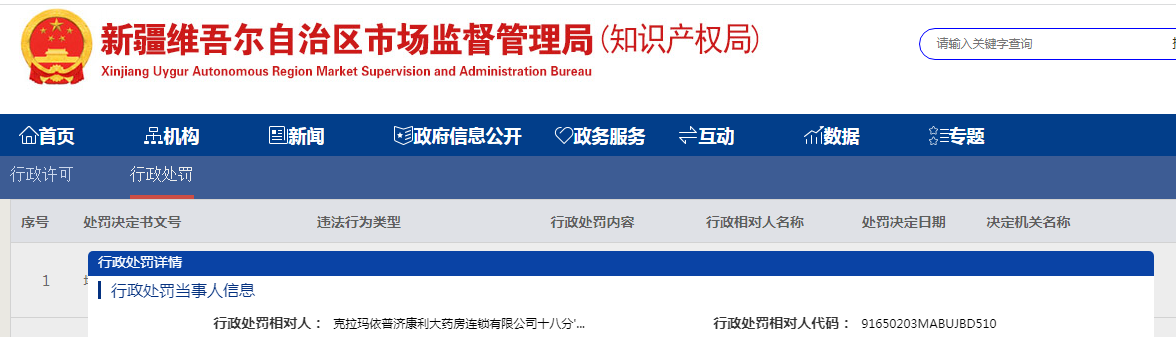 克拉玛依普济康利大药房连锁有限公司十八分店价格违法行为案（克市市监网罚〔2023〕21号）