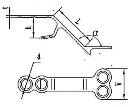 椎板固定板结构图及其尺寸示例