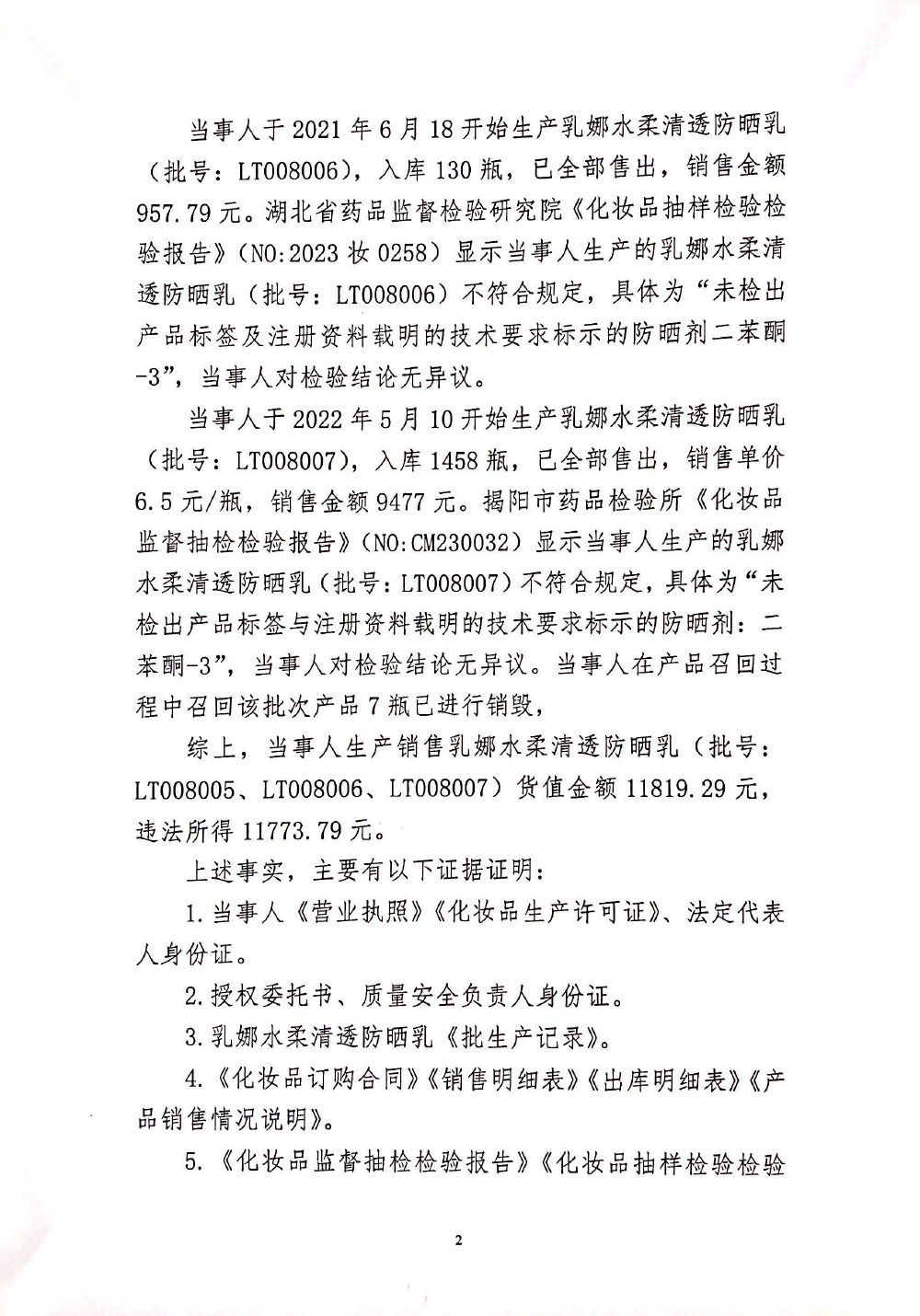 行政处罚决定信息公开表（粤药监妆罚〔2023〕6002号）