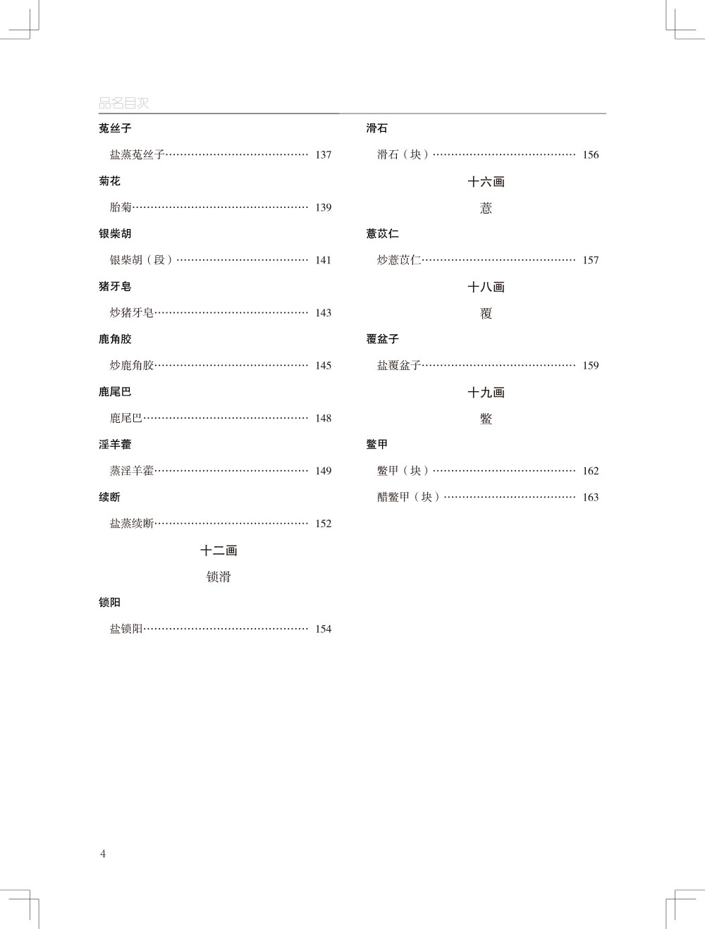 《广东省中药饮片炮制规范》（第二册）品名目次